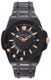 Versace Chain Reaction Quartz Black Dial Black Steel Strap Watch for Men - VEDY00719 Buy Now By Versace