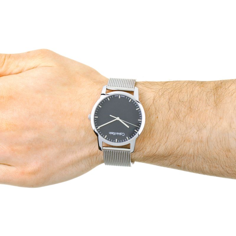 Calvin Klein City Chronograph Black Dial Silver Mesh Bracelet Watch for Men - K2G2G121 Buy Now By Calvin Klein