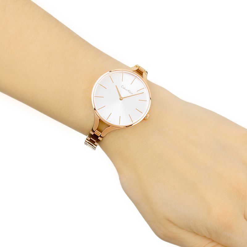 Calvin Klein Graphic Silver Dial Rose Gold Steel Strap Watch for Women - K7E23646 Buy Now By Calvin Klein