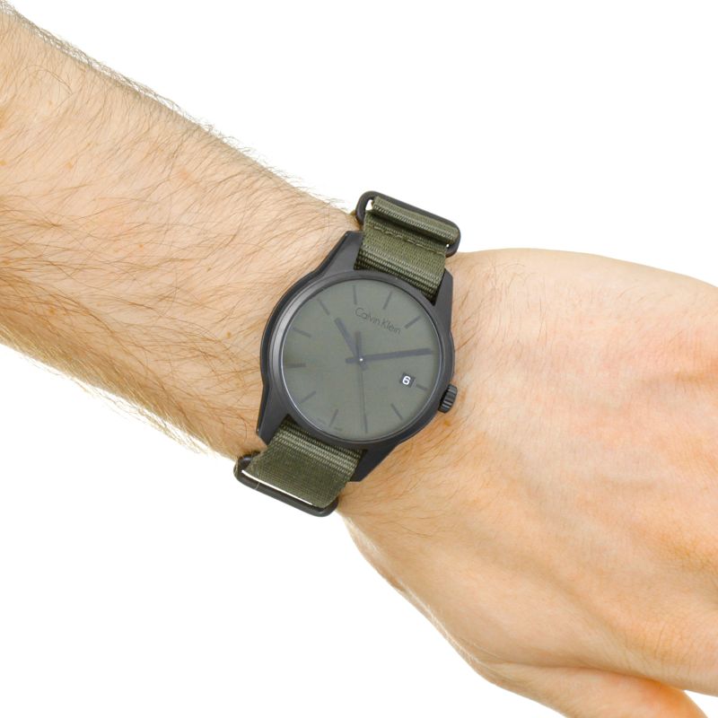 Calvin Klein Tone Green Dial Green NATO Strap Watch for Men - K7K514WL Buy Now By Calvin Klein