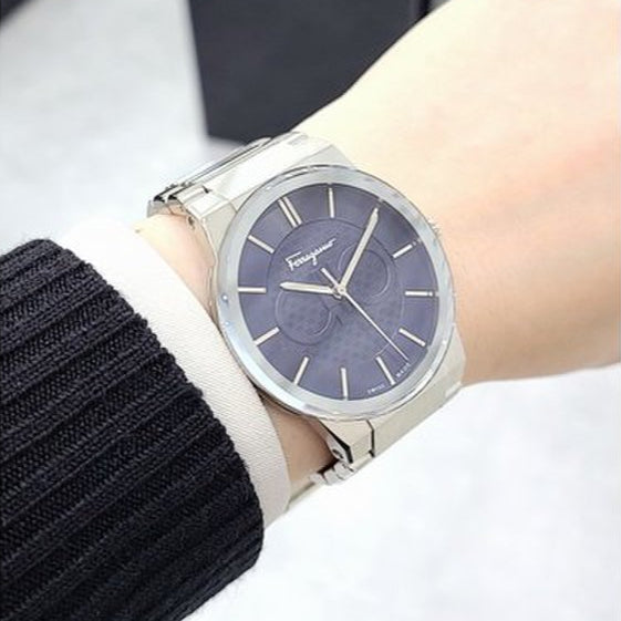 Salvatore Ferragamo Sapphire Blue Dial Silver Steel Strap Watch for Men - SFHP006-20 Buy Now By Salvatore Ferragamo