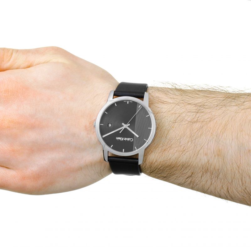 Calvin Klein City Quartz Black Dial Black Leather Strap Watch for Men - K2G2G1C1 Buy Now By Calvin Klein