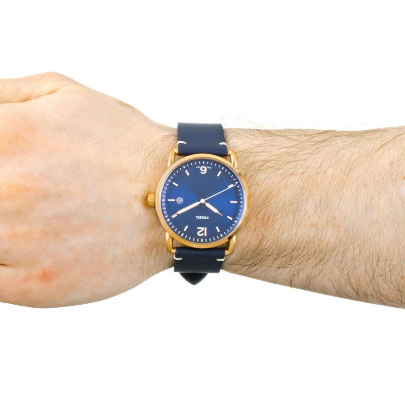 Fossil The Commuter Blue Dial Blue Leather Strap Watch for Men - FS5274