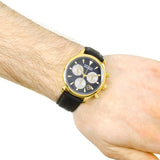 Movado Heritage Chronograph Calendoplan Blue Dial Black Leather Strap Watch for Men - 3650006 Buy Now By Movado