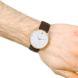 Movado Ultra Slim White Dial Brown Leather Strap Watch For Men - 0607089 Buy Now By Movado