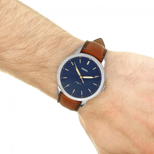Fossil Minimalist Blue Dial Brown Leather Strap Watch for Men - FS5304 Buy Now By Fossil