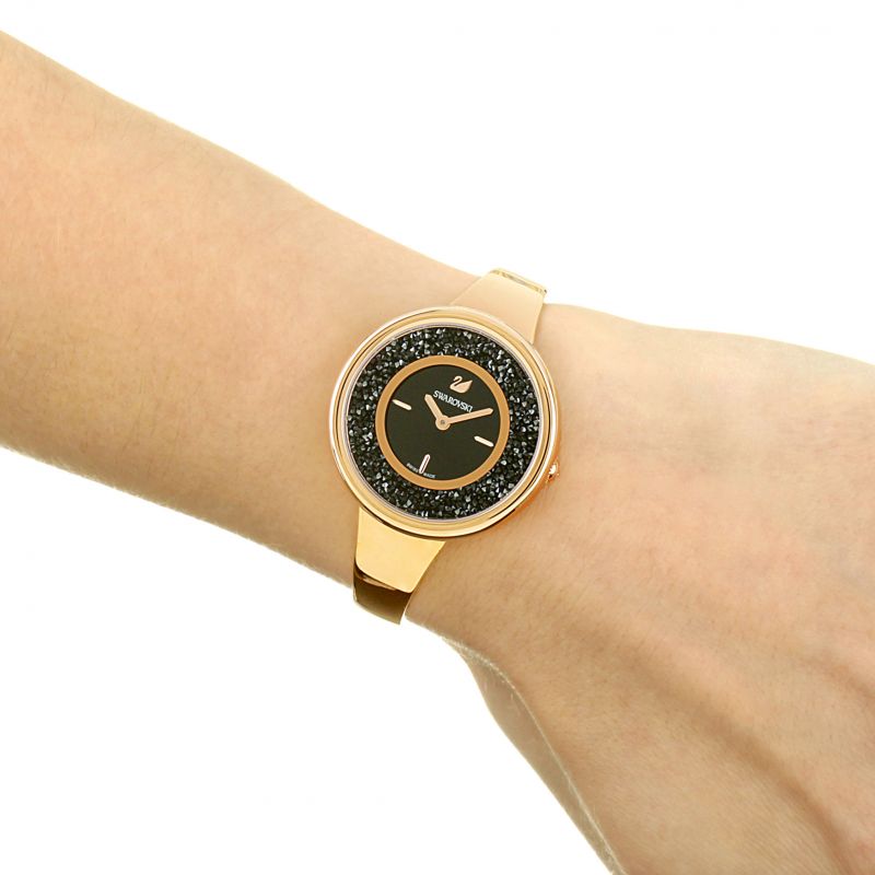 Swarovski Crystalline Pure Black Dial Rose Gold Steel Strap Watch for Women - 5295334 Buy Now By Swarovski