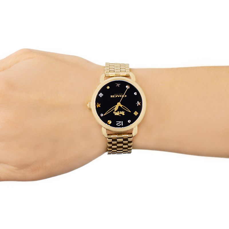 Coach Delancey Black Dial Gold Steel Strap Watch for Women - 14502813 Buy Now By Coach