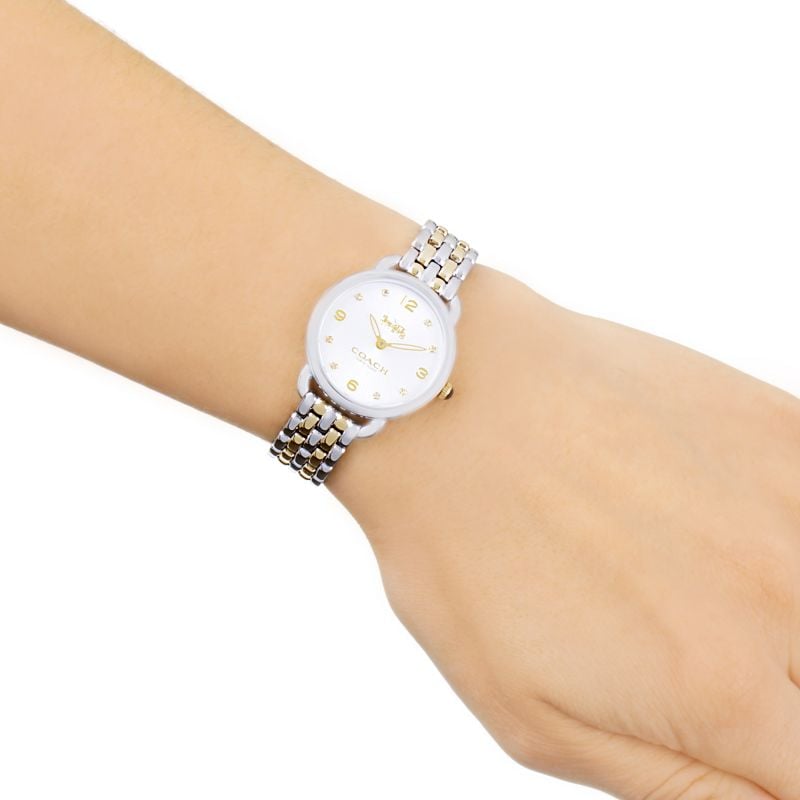 Coach Delancey Slim White Dial Two Tone Steel Strap Watch for Women - 14502784 Buy Now By Coach