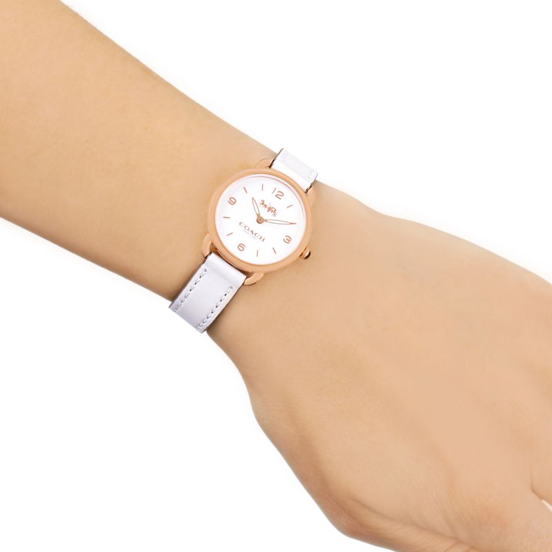 Coach Delancey White Dial White Leather Strap Watch for Women - 14502790 Buy Now By Coach