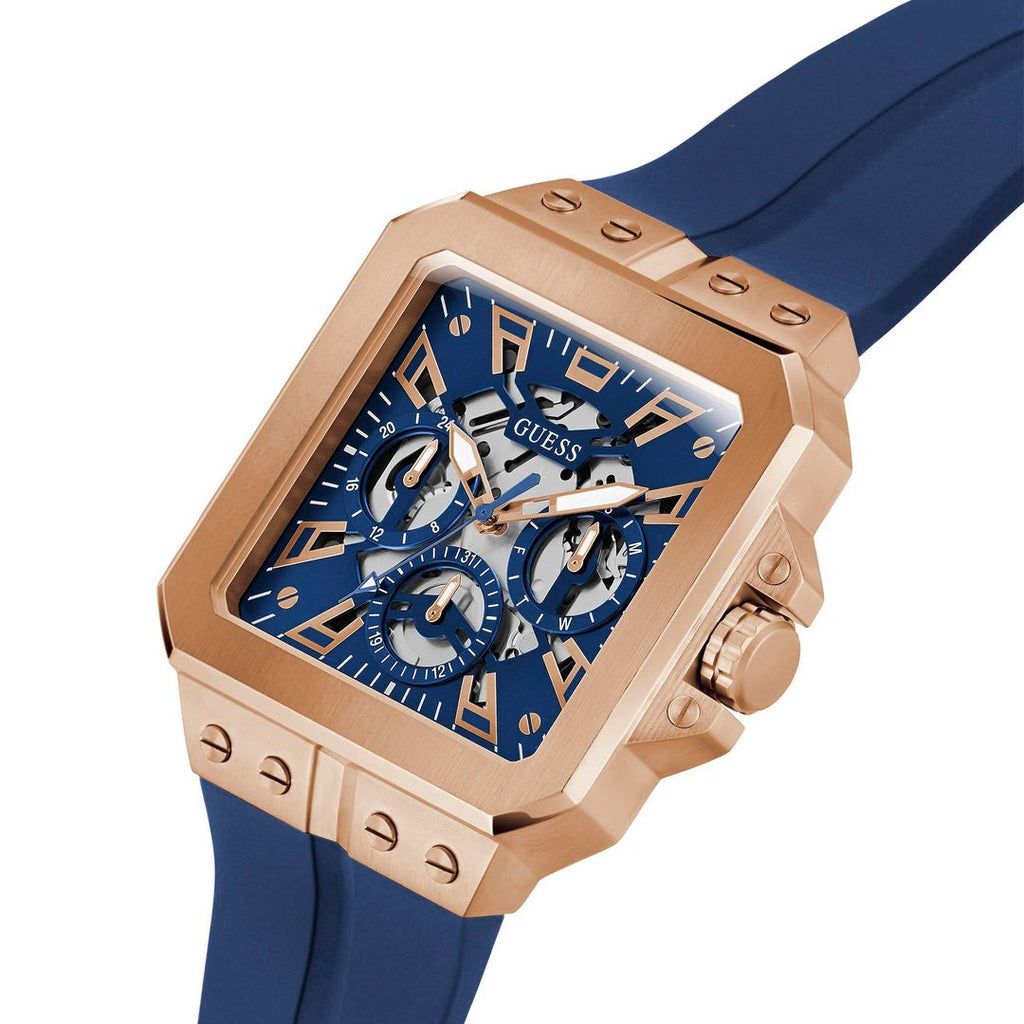Guess Leo Chronograph Blue Dial Blue Silicone Strap Watch For Men - GW0637G3 Buy Now By Guess