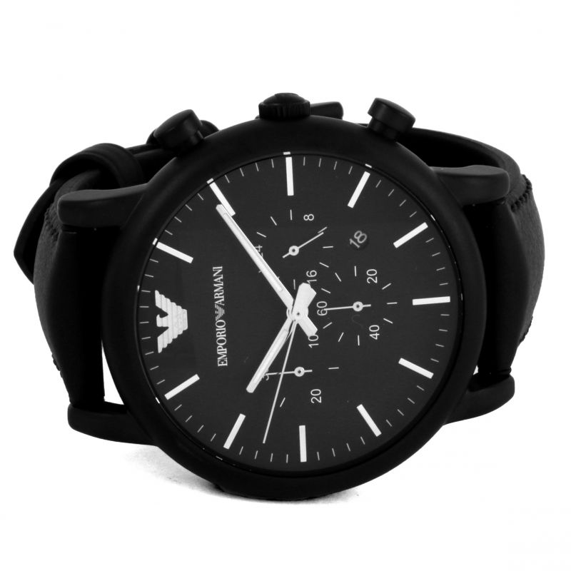 Emporio Armani Luigi Chronohraph Black Dial Black Leather Strap Watch For Men - AR1970 Buy Now By Emporio Armani