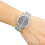Calvin Klein Minimal Black Dial Silver Mesh Bracelet Watch for Women - K3M22123 Buy Now By Calvin Klein