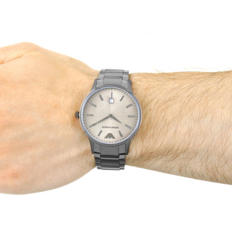 Emporio Armani Renato Quartz Grey Dial Grey Steel Strap Watch For Men - AR11120 Buy Now By Emporio Armani