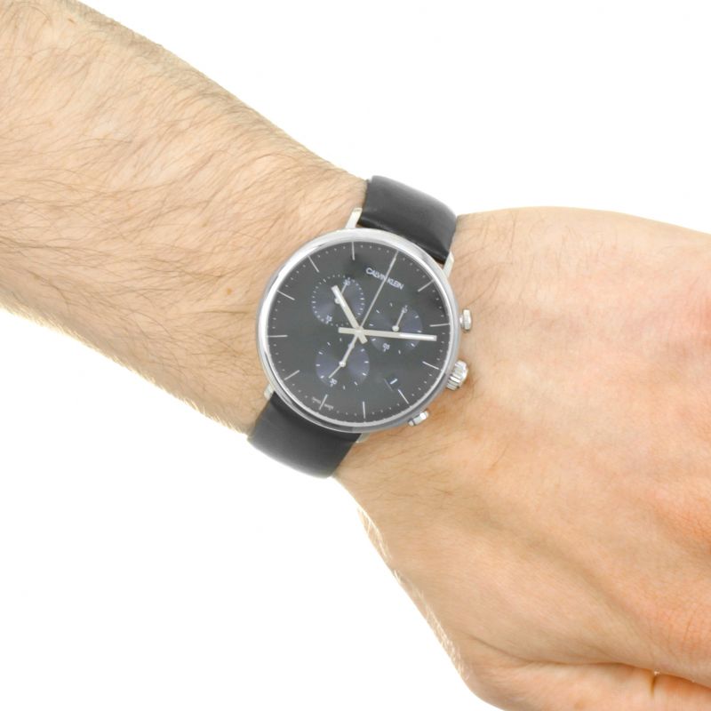 Calvin Klein High Noon Chronograph Black Dial Black Leather Strap Watch for Men - K8M271C1 Buy Now By Calvin Klein