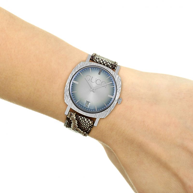 Gucci Grip Vintage Blue Dial Snakeskin Brown Leather Strap Watch for Women - YA152401 Buy Now By Gucci