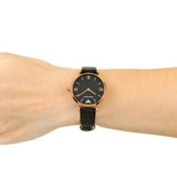 Emporio Armani Gianni T Bar Black Mother of Pearl Dial Black Leather Strap Watch For Women - AR11060 Buy Now By Emporio Armani