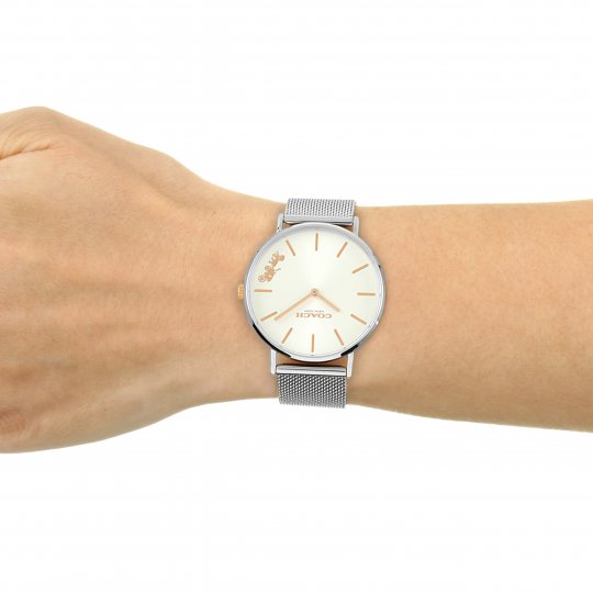 Coach Perry White Dial Silver Mesh Bracelet Watch for Women - 14503124 Buy Now By Coach