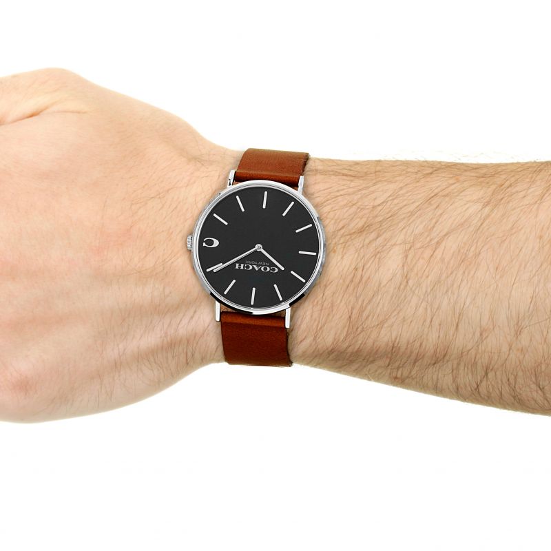 Coach Charles Blue Dial Brown Leather Strap Watch for Men - 14602151 Buy Now By Coach