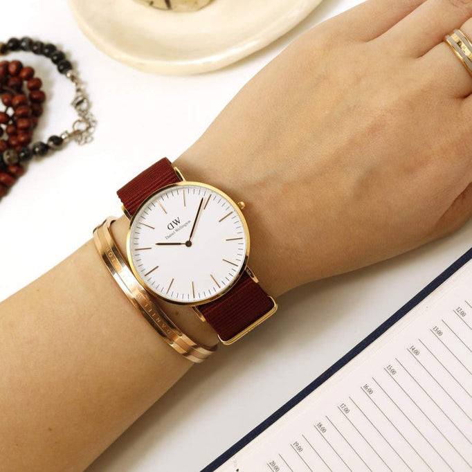 Daniel Wellington Classic Roselyn White Dial Red NATO Strap Watch For Women - DW00100268 Buy Now By Daniel Wellington