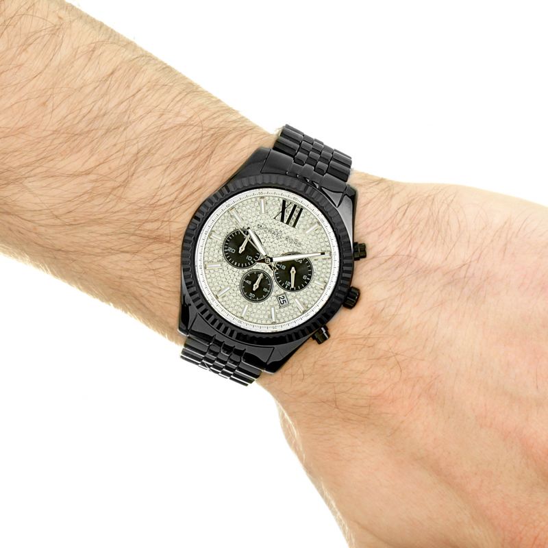 Michael Kors Lexington Chronograph Crystals Silver Dial Black Steel Strap Watch for Men - MK8605 Buy Now By Michael Kors