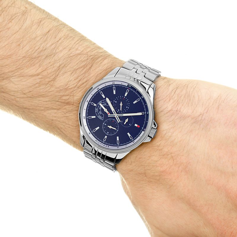 Tommy Hilfiger Shawn Multifunction Quartz Blue Dial Silver Steel Strap Watch for Men - 1791612 Buy Now By Tommy Hilfiger