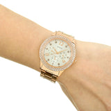 Guess Bedazzle Diamonds Silver Dial Rose Gold Steel Strap Watch For Women - W1097L3 Buy Now By Guess