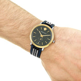 Versace V-Circle Black Dial Blue Leather Strap Watch for Men - VEBQ01419 Buy Now By Versace