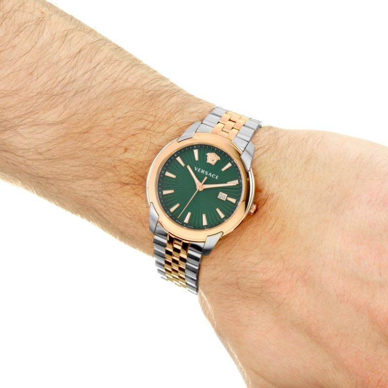 Versace V-Urban Green Dial Two Tone Steel Strap Watch for Men - VELQ00619 Buy Now By Versace