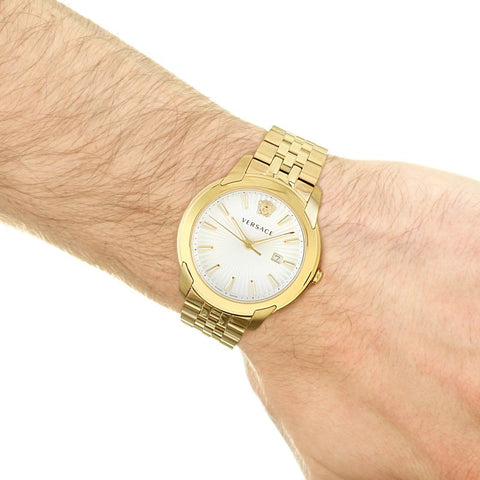 Versace V-Urban Quartz White Dial Gold Steel Strap Watch For Men - VELQ00719 Buy Now By Versace