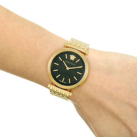 Versace V-Twist Black Dial Gold Mesh Bracelet Watch for Women - VELS00819 Buy Now By Versace