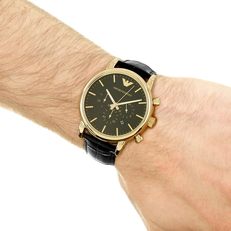 Emporio Armani Luigi Chronograph Black Dial Black Leather Watch For Men - AR1917 Buy Now By Emporio Armani