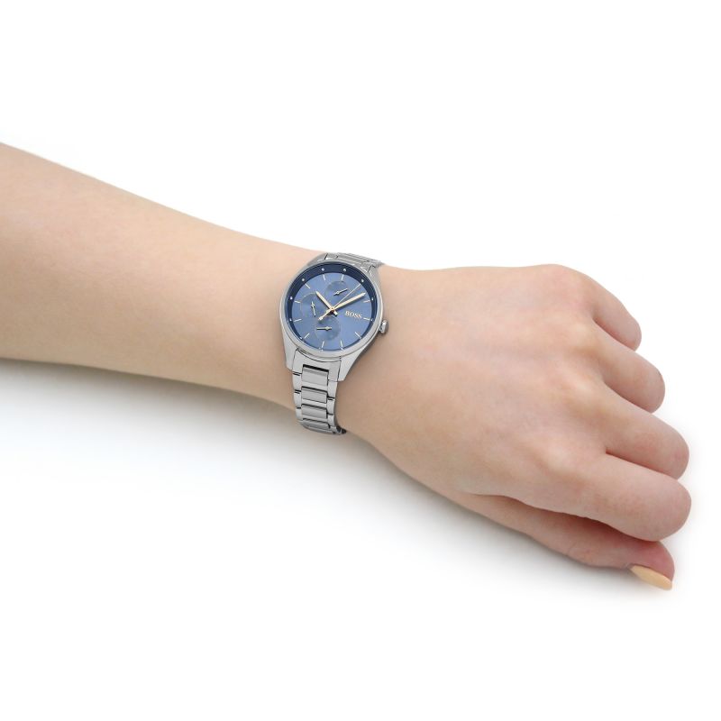 Hugo Boss Grand Course Blue Dial Silver Steel Strap Watch for Women - 1502583 Buy Now By Hugo Boss