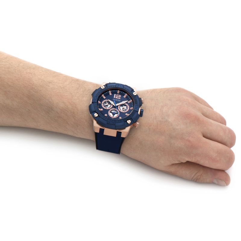 Guess Navigator Chronograph Blue Dial Blue Rubber Strap Watch for Men - GW0264G4 Buy Now By Guess