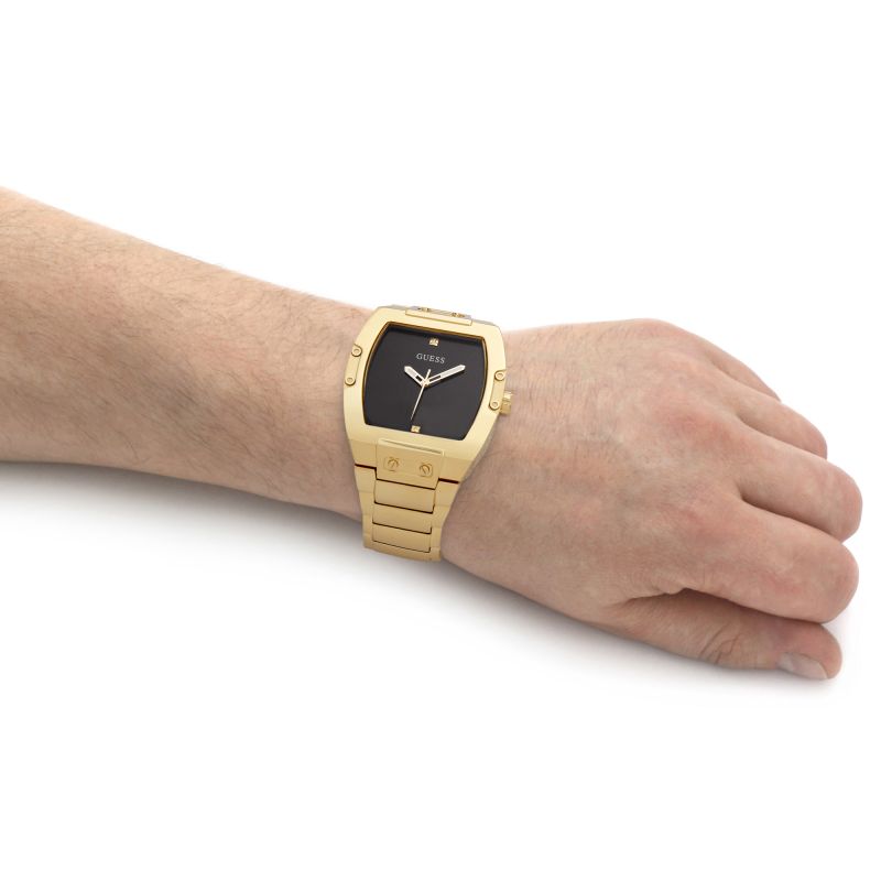 Guess Phoenix Black Dial Gold Steel Strap Watch for Men - GW0387G2 Buy Now By Guess
