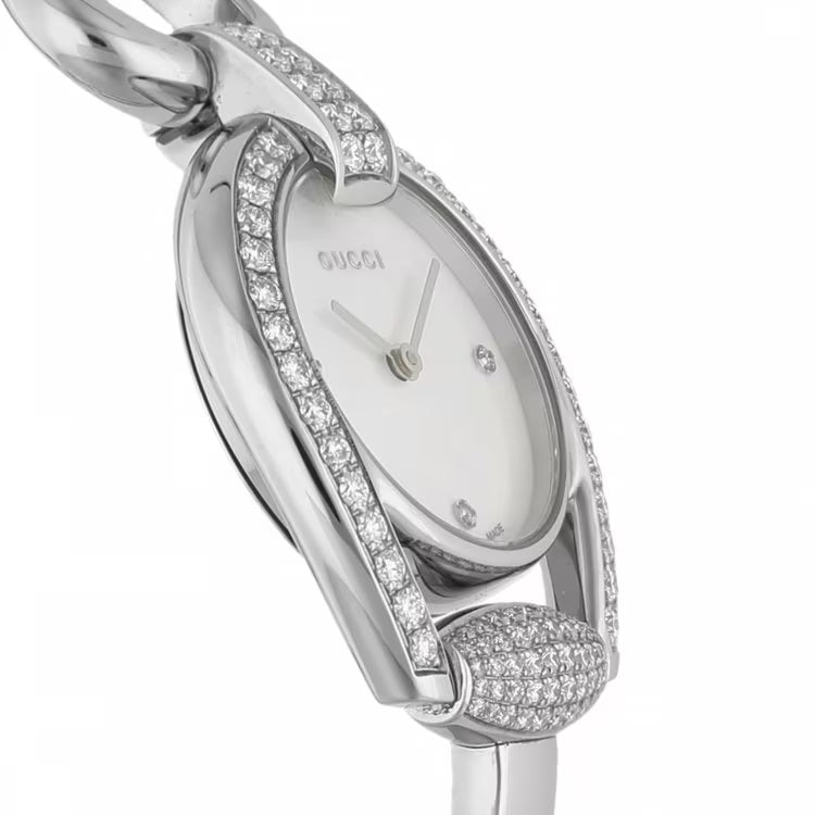 Gucci Horsebit Collection Diamonds Mother of Pearl Dial Silver Steel Strap Watch For Women - YA139505 Buy Now By Gucci