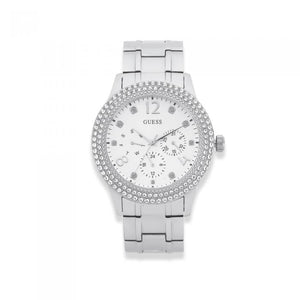 Guess Bedazzle Diamonds Silver Dial Silver Steel Strap Watch For Women - W1097L1 Buy Now By Guess