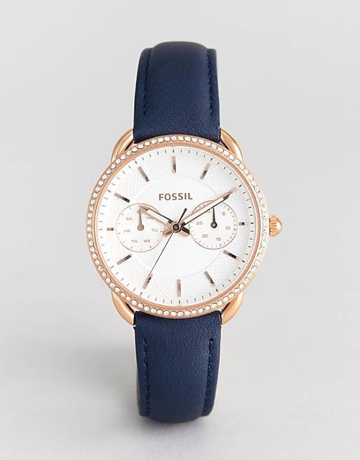 Fossil Tailor White Dial Blue Leather Strap Watch for Women - ES4394 Buy Now By Fossil