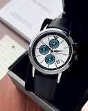 Emporio Armani Renato Chronograph Silver Dial Black Leather Strap Watch for Men - AR11473 Buy Now By Emporio Armani