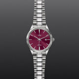 Tudor Style Automatic Burgundy Red Dial Silver Steel Strap Watch for Men - M12710-0015 Buy Now By Tudor