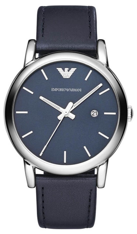 Emporio Armani Classic Quartz Blue Dial Black Leather Strap Watch For Men - AR1731 Buy Now By Emporio Armani