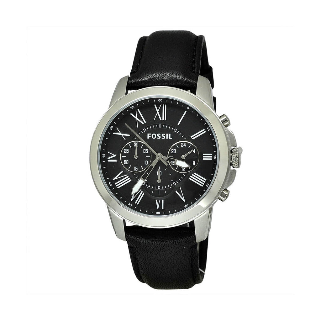 Fossil Grant Chronograph Black Dial Black Leather Strap Watch for Men - FS4812 Buy Now By Fossil