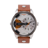 Diesel Mini Daddy Silver Dial Brown Leather Strap Watch For Men - DZ7309 Buy Now By Diesel