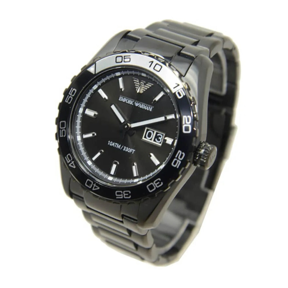Emporio Armani Sportivo Quartz Black Dial Black Steel Strap Watch For Men - AR6049 Buy Now By Emporio Armani