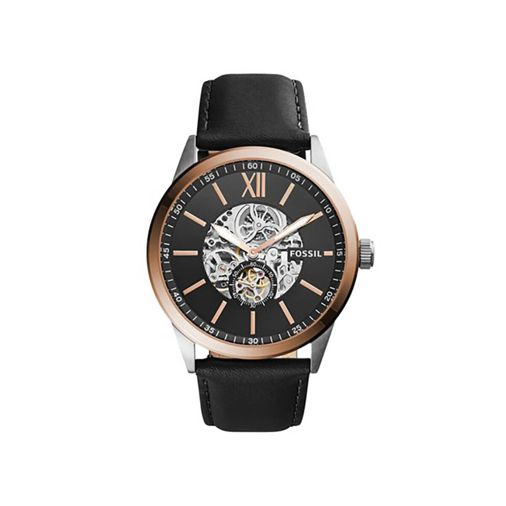 Fossil Flynn Mechanical Black Dial Black Leather Strap Watch for Men - BQ2216 Buy Now By Fossil