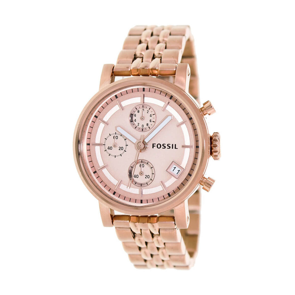 Fossil Boyfriend Chronograph Rose Gold Dial Rose Gold Steel Strap Watch for Women - ES3380 Buy Now By Fossil