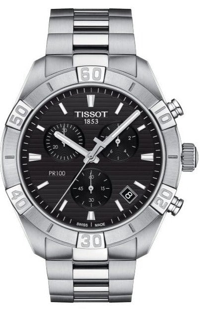 Tissot T Classic PR 100 Sport Chronograph Black Dial Silver Steel Strap Watch for Men - T101.617.11.051.00 Buy Now By Tissot