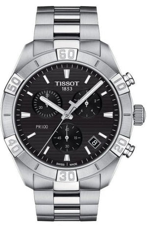 Tissot T Classic PR 100 Sport Chronograph Black Dial Silver Steel Strap Watch for Men - T101.617.11.051.00 Buy Now By Tissot