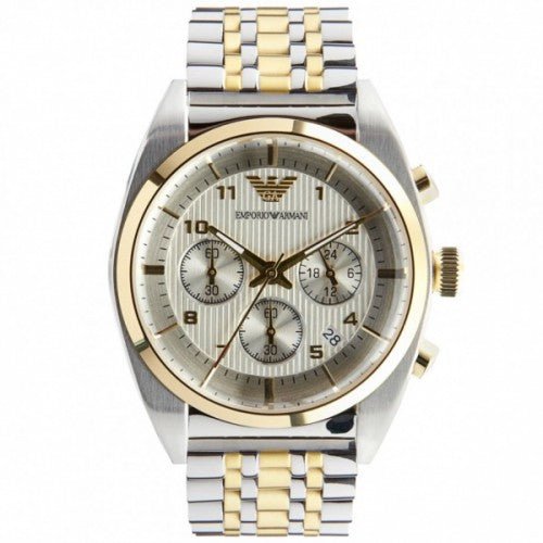 Emporio Armani Classic Chronograph White Dial Two Tone Steel Strap Watch For Men - AR0396 Buy Now By Emporio Armani