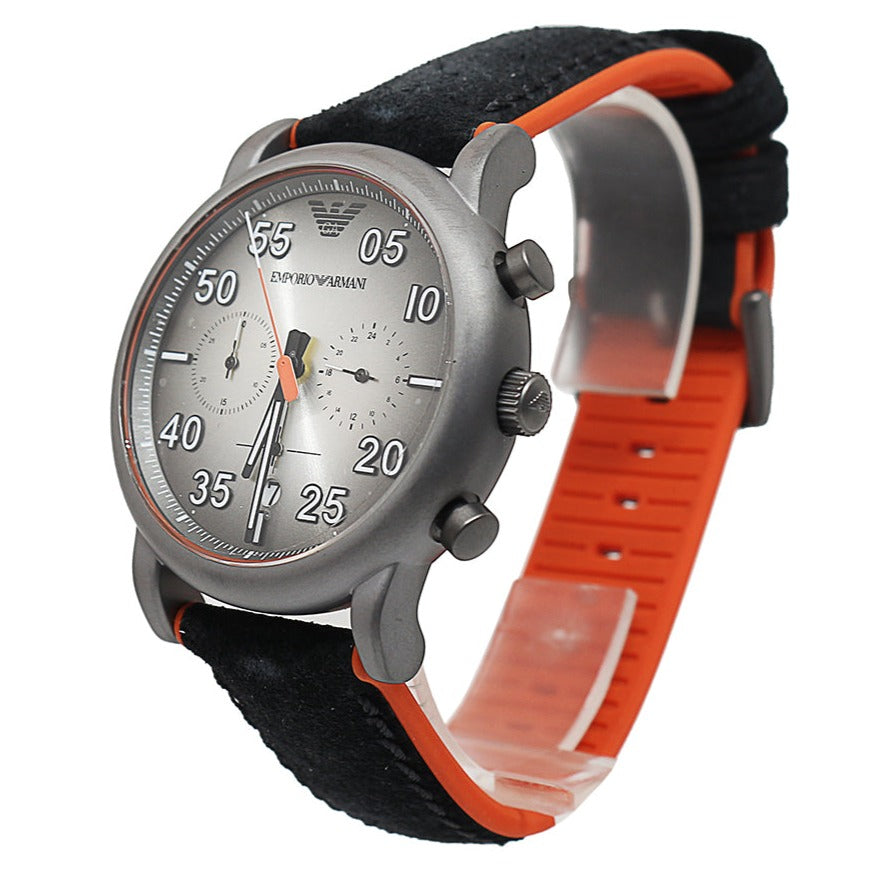 Emporio Armani Chronograph Quartz Grey Dial Black Leather Strap Watch For Men - AR11174 Buy Now By Emporio Armani